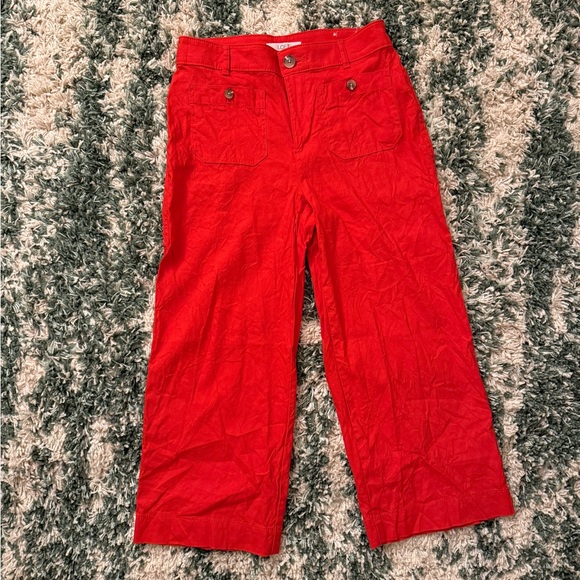 LOFT Petite Palmer Wide Leg Crop Pants In Linen Blend - Picture 2 of 5